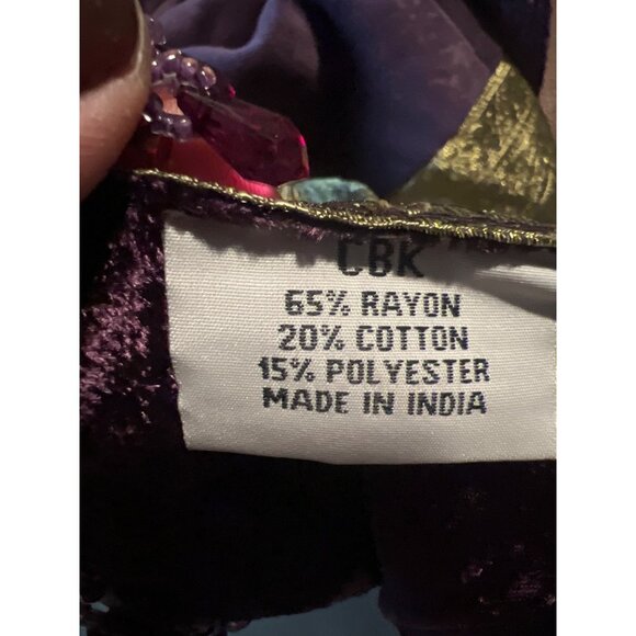 Plum & Gold Patchwork Table Cloth 49x49 Inches CBK India Boho Throw - Picture 2 of 7